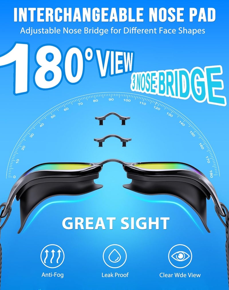 Vegemono Swim Goggles, Unisex Adult Swimming Goggles Anti Fog Anti UV No Leakage Wide View for Men Women Youth - Image 2